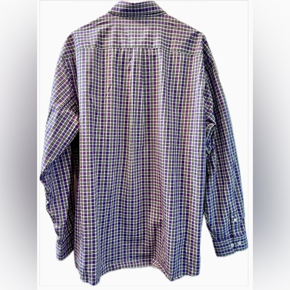 Jos. A. Bank Traditional Fit Purple Plaid Dress Shirt Size XL Cotton Blend - Picture 4 of 6
